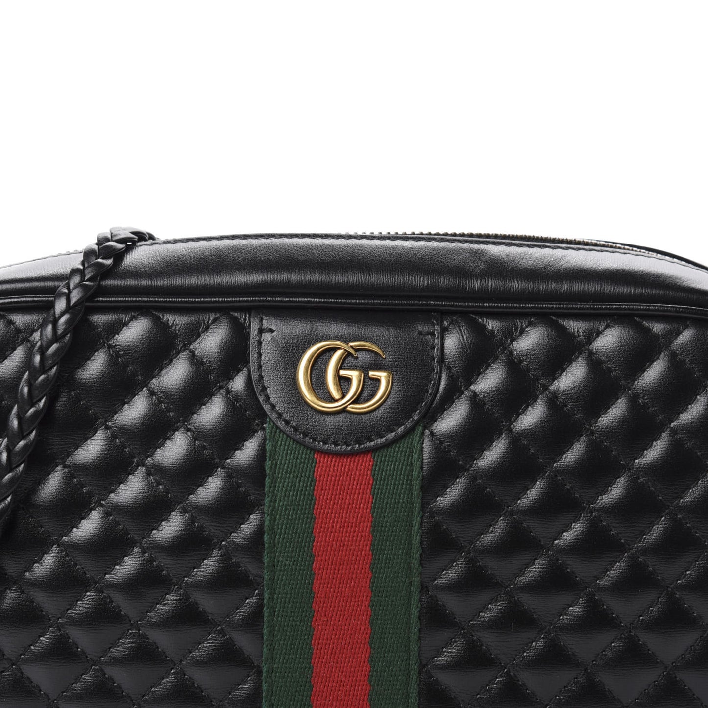 Calfskin Web Trapuntata Small GG Shoulder Bag Black