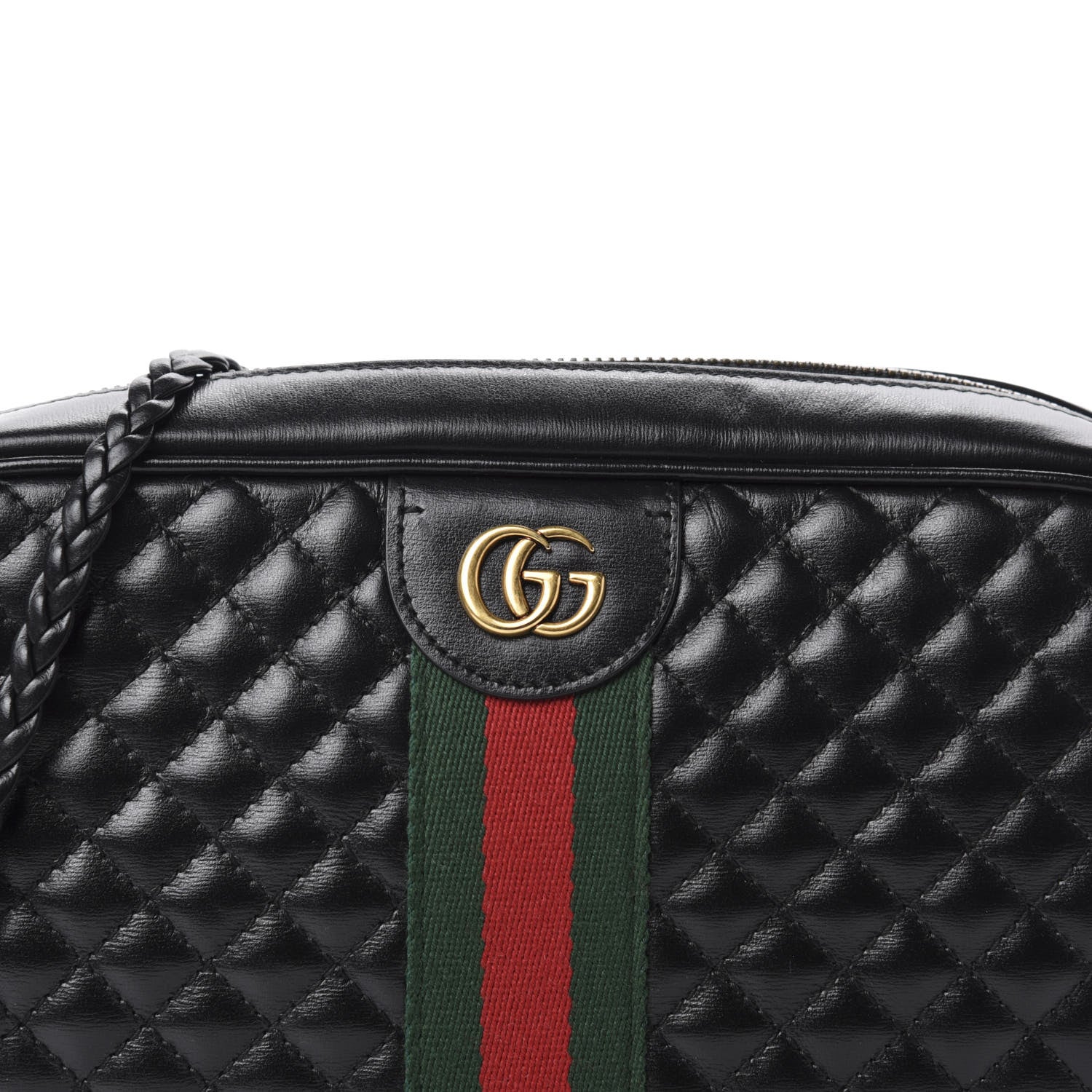 Gucci Calfskin Web Trapuntata Small GG Shoulder Bag Black 11 of 12