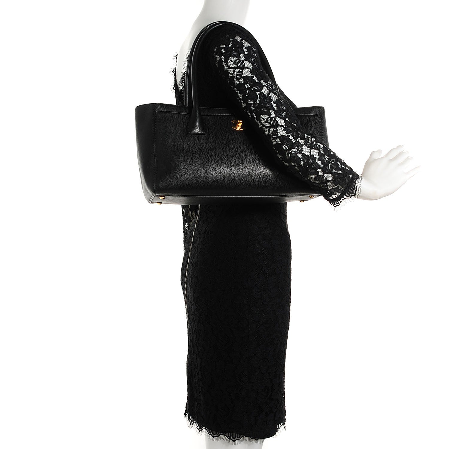 Chanel Calfskin Small Cerf Shopper Tote Black 2 of 8