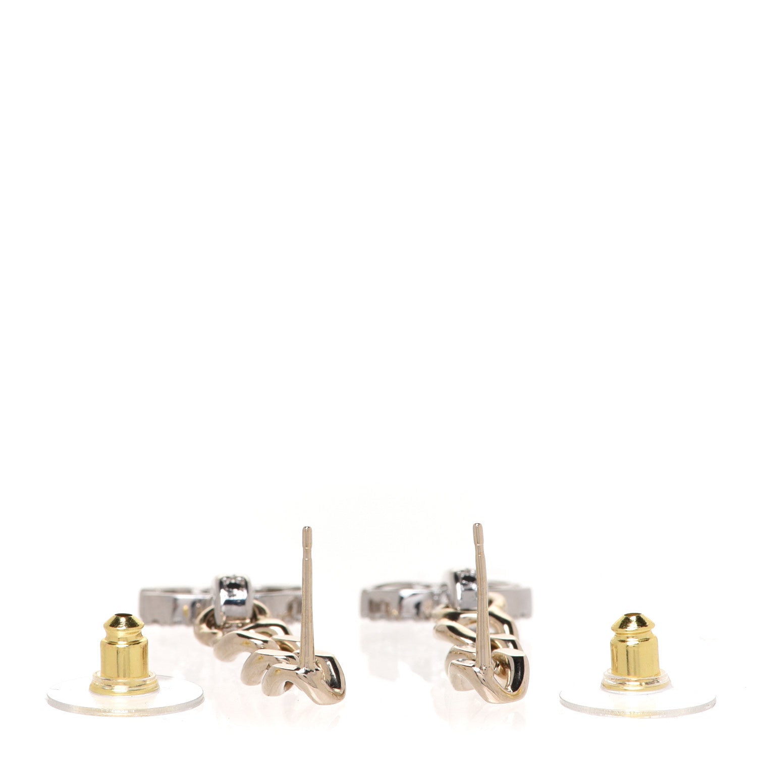 Chanel Metal Crystal CC Chain Drop Earrings Gold 3 of 5