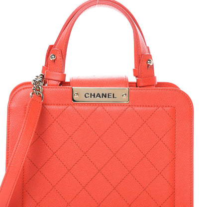 Chanel Grained Calfskin Stitched Small Label Click Shopper Tote Red 8 of 13
