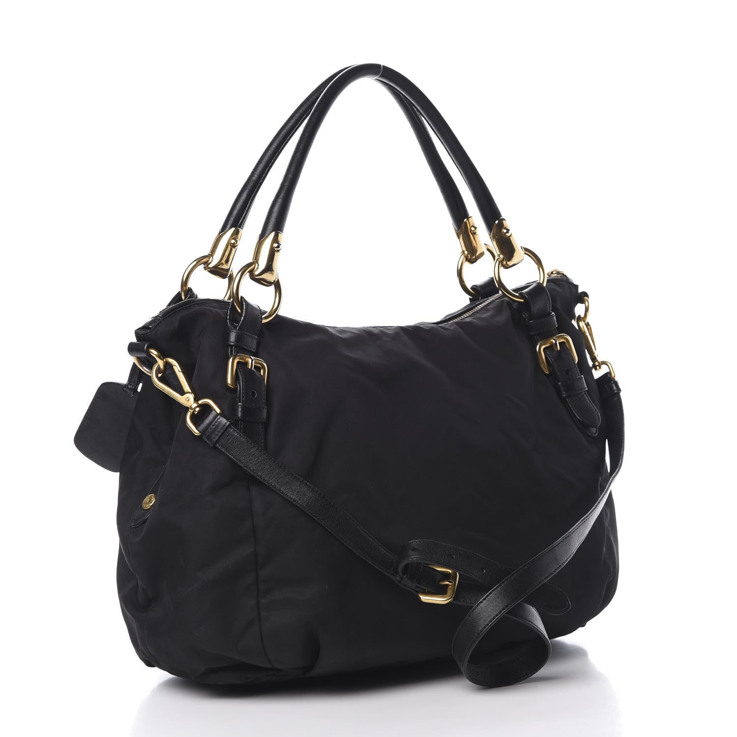 Prada Tessuto Nylon Soft Calf Tote Black 3 of 16