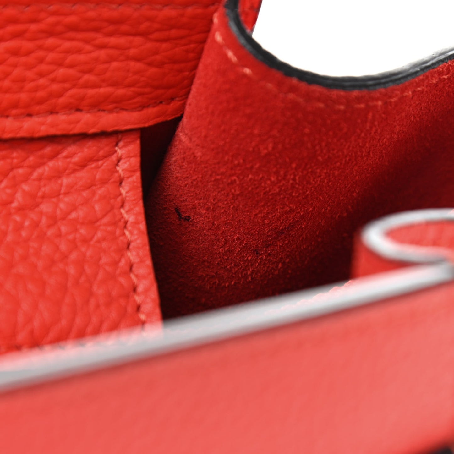 Drummed Calfskin Micro Luggage Vermillion