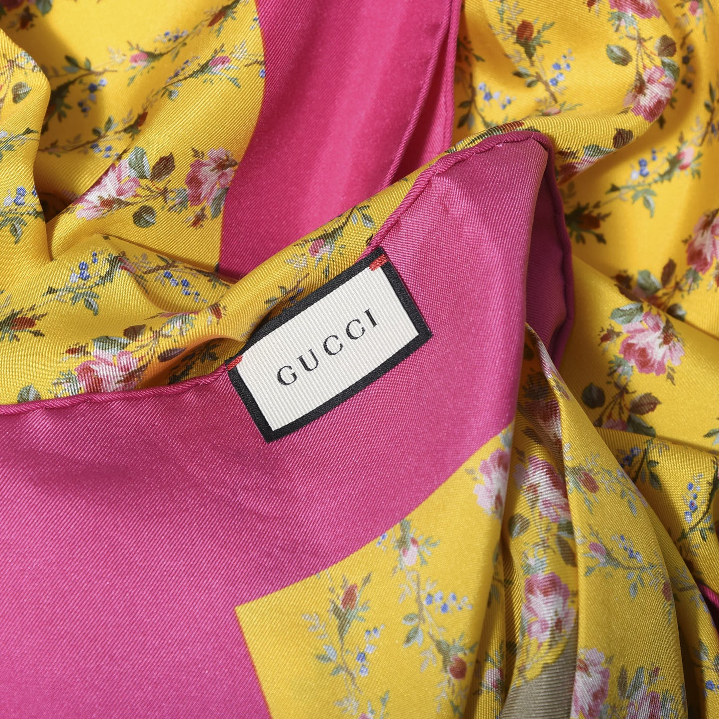 Silk Twill Gucci Rose Series Square Scarf Sun Pink