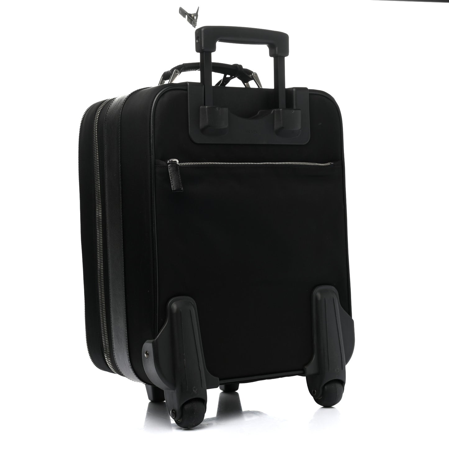 Tessuto Nylon Saffiano Trolley Luggage Black