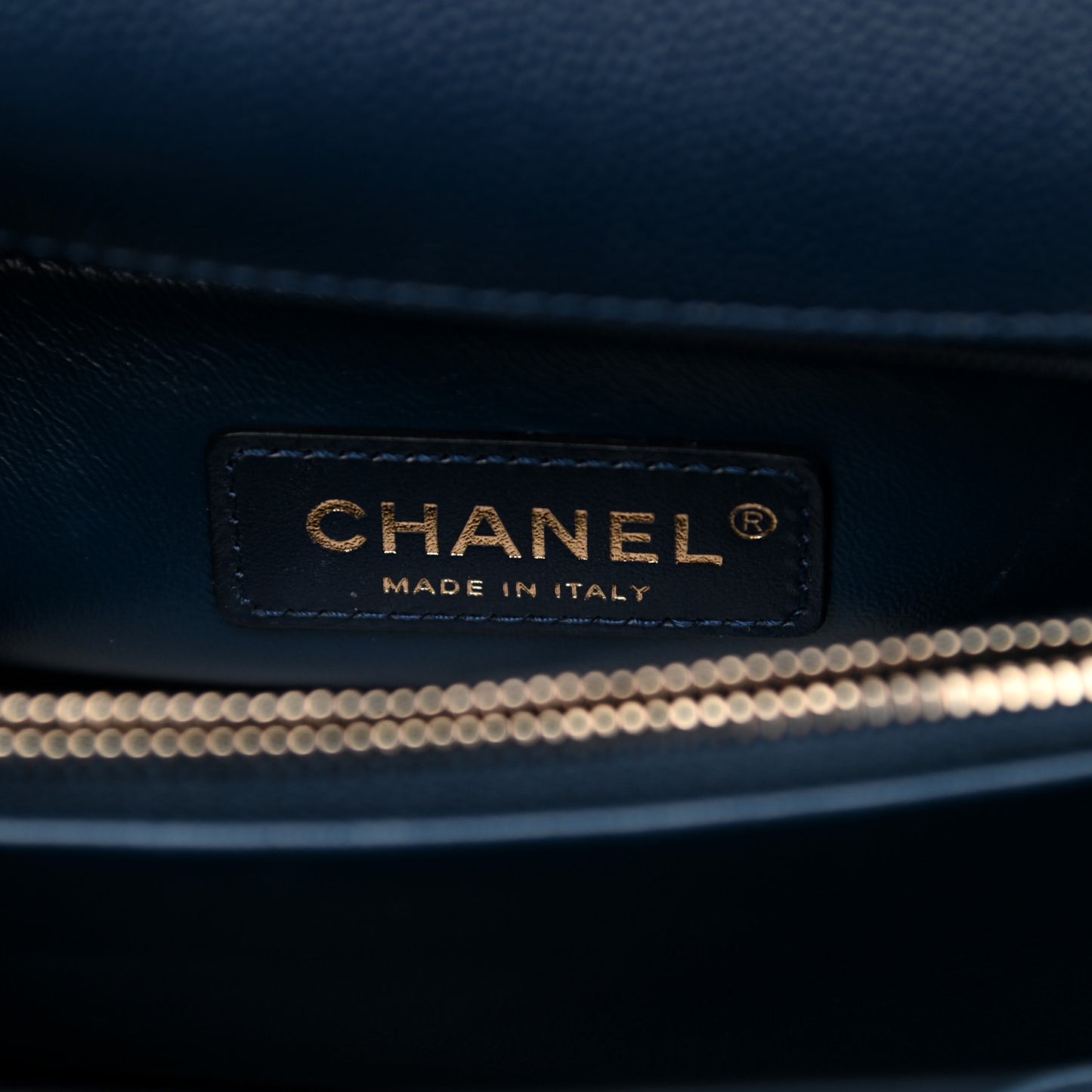 Caviar Quilted Small Coco Handle Flap Navy
