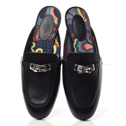 Hermes Goatskin Oz Mules 37 Black 5 of 10