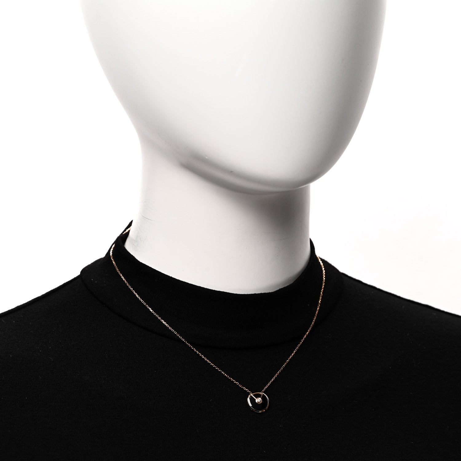 Cartier 18K Pink Gold Diamond Black Onyx XS Amulette de Cartier Pendant Necklace 2 of 6