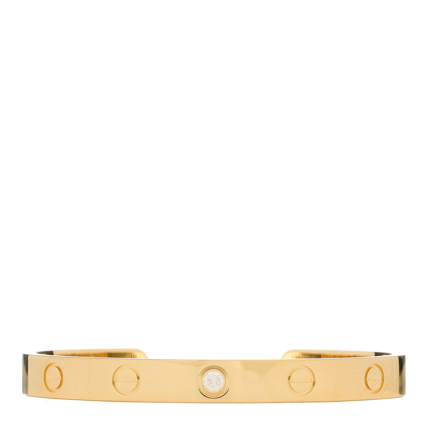 18K Yellow Gold 1 Diamond LOVE Cuff Bracelet 16