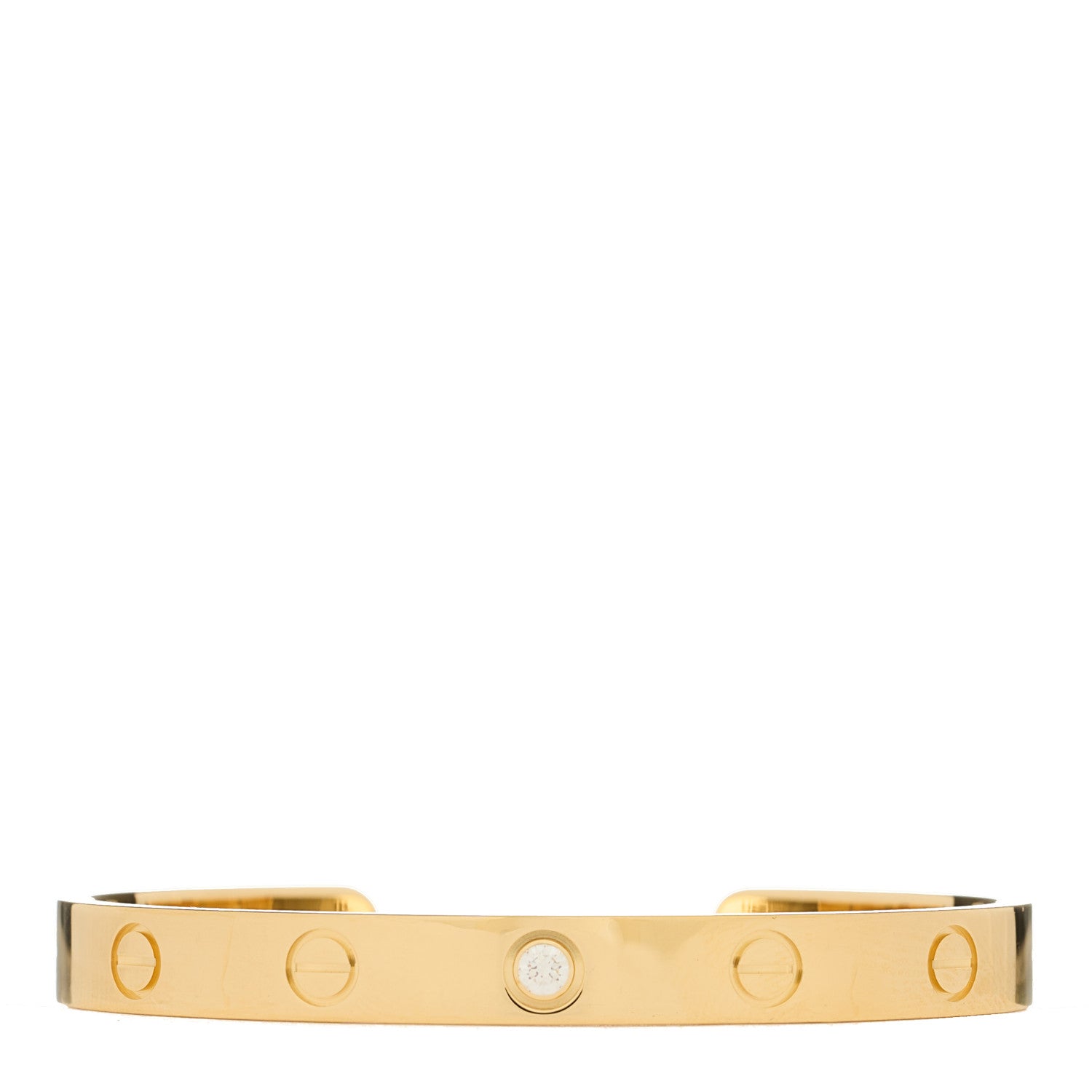 Cartier 18K Yellow Gold 1 Diamond LOVE Cuff Bracelet 16 1 of 3