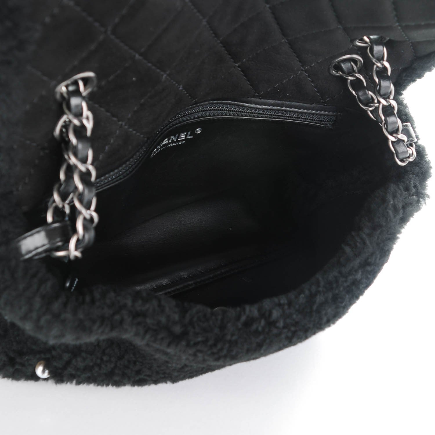 Chanel Shearling Lambskin Pearl Flap Black 6 of 8