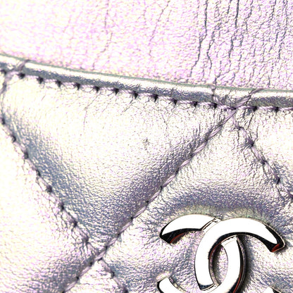 Chanel Iridescent Calfskin Quilted Card Holder Light Purple 9 of 10
