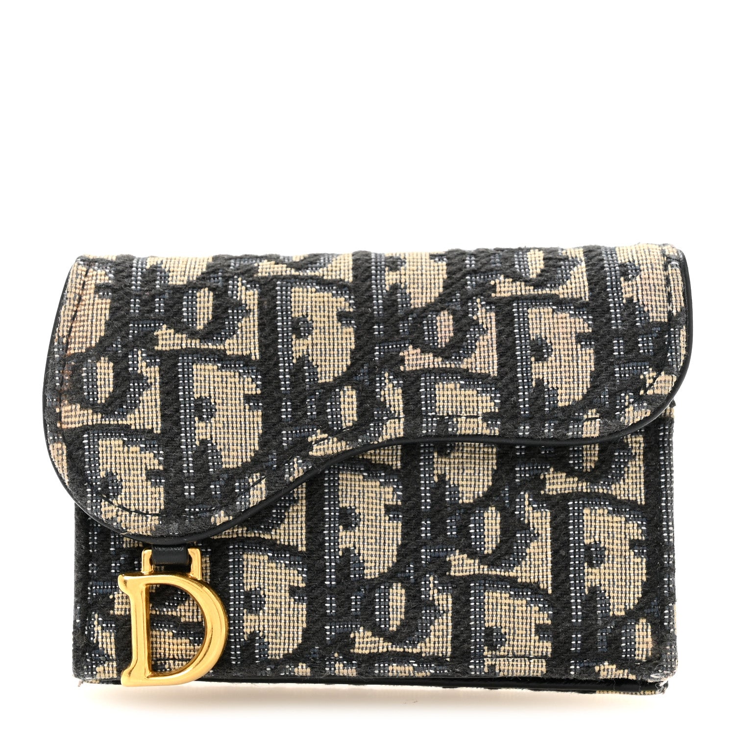 Christian Dior Oblique Saddle Card Holder Blue 1 of 11