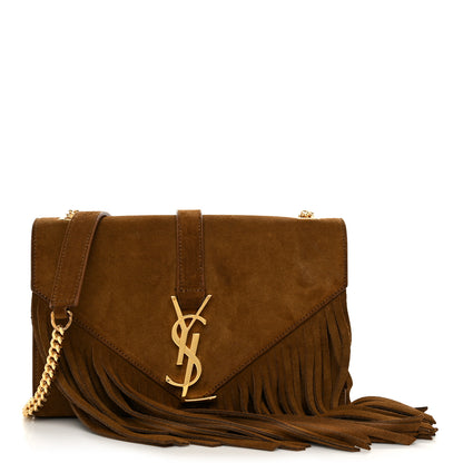 Saint Laurent Suede Fringe Small Monogram Satchel Light Ocre 1 of 10