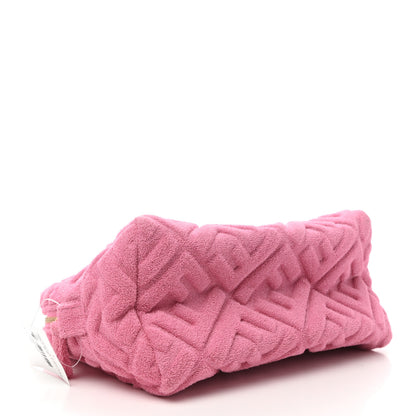 Fendi Terry Cloth Vitello Century Matte FF 1974 Embossed Medium Trapezoid Beauty Pouch Lollypop 4 of 6