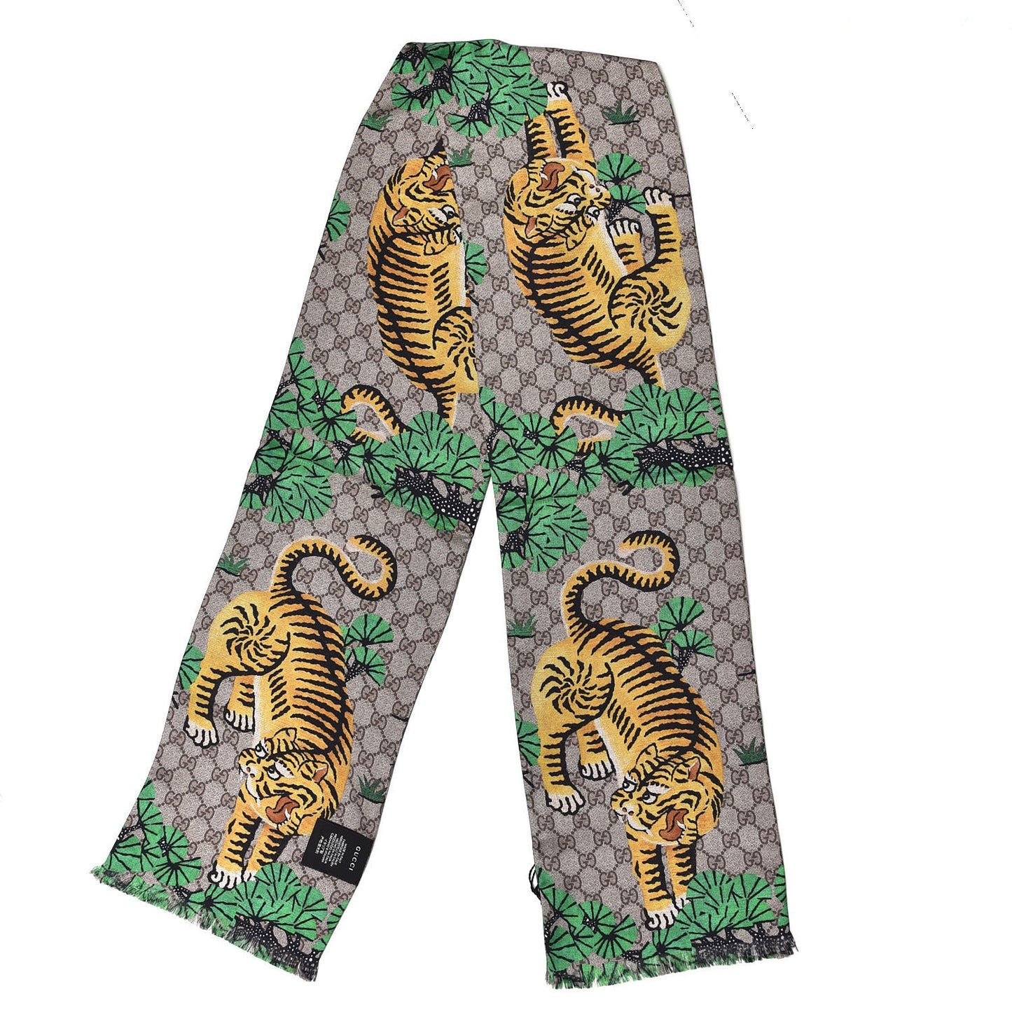 Silk GG Supreme Bengal Print Scarf Beige