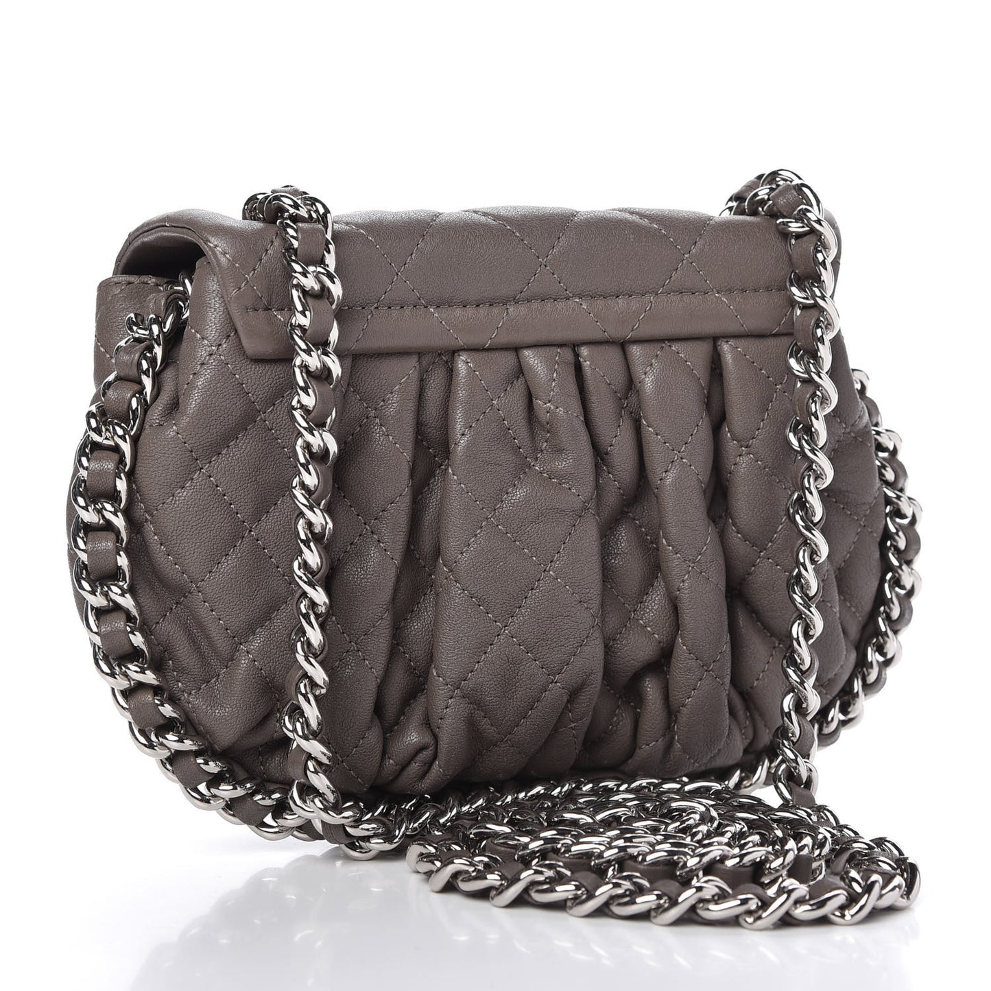 Washed Lambskin Quilted Mini Chain Around Flap Taupe