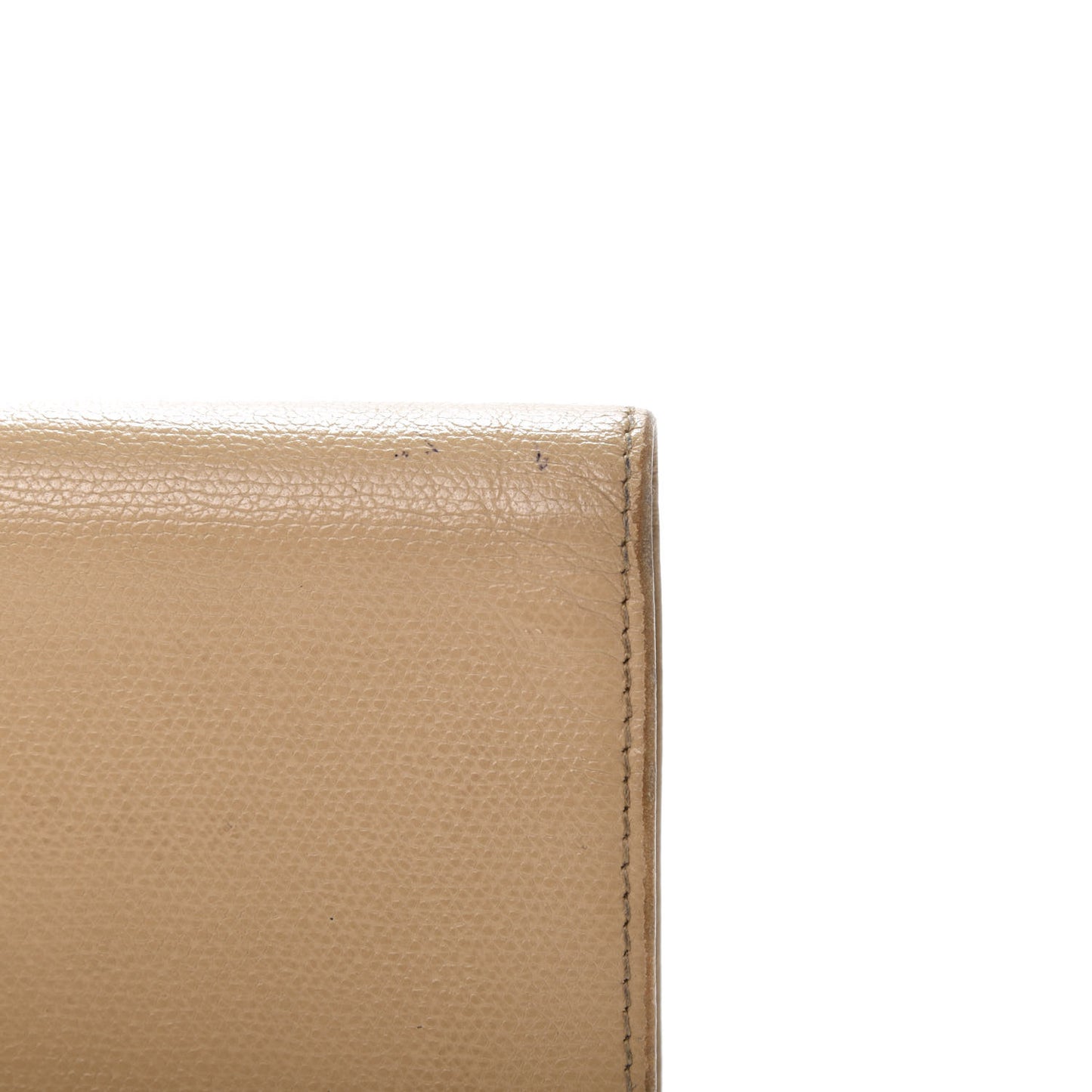 Grained Calfskin CC Button Yen Wallet Beige