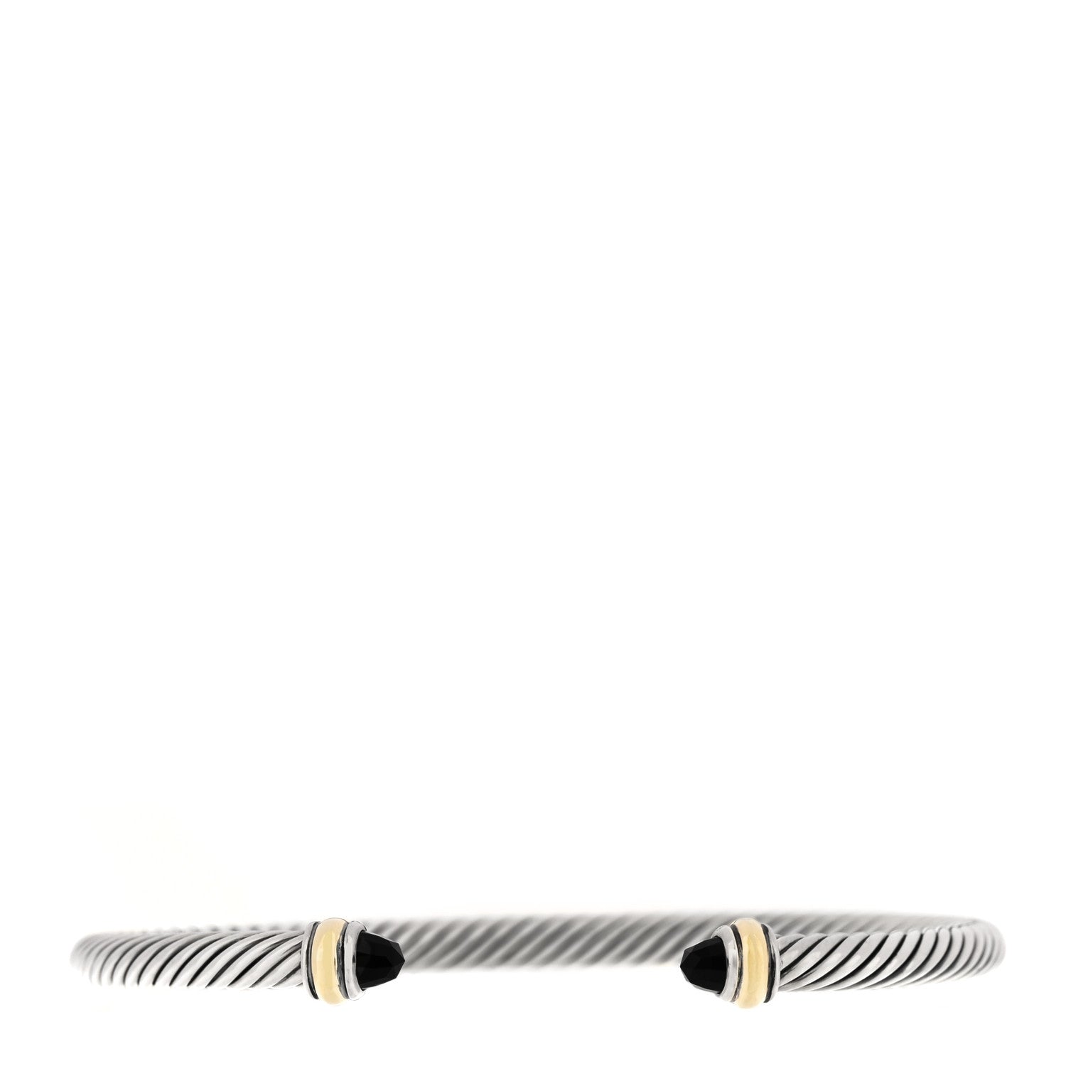 David Yurman Sterling Silver 18K Yellow Gold Black Onyx 4mm Cable Classics Bracelet 1 of 4