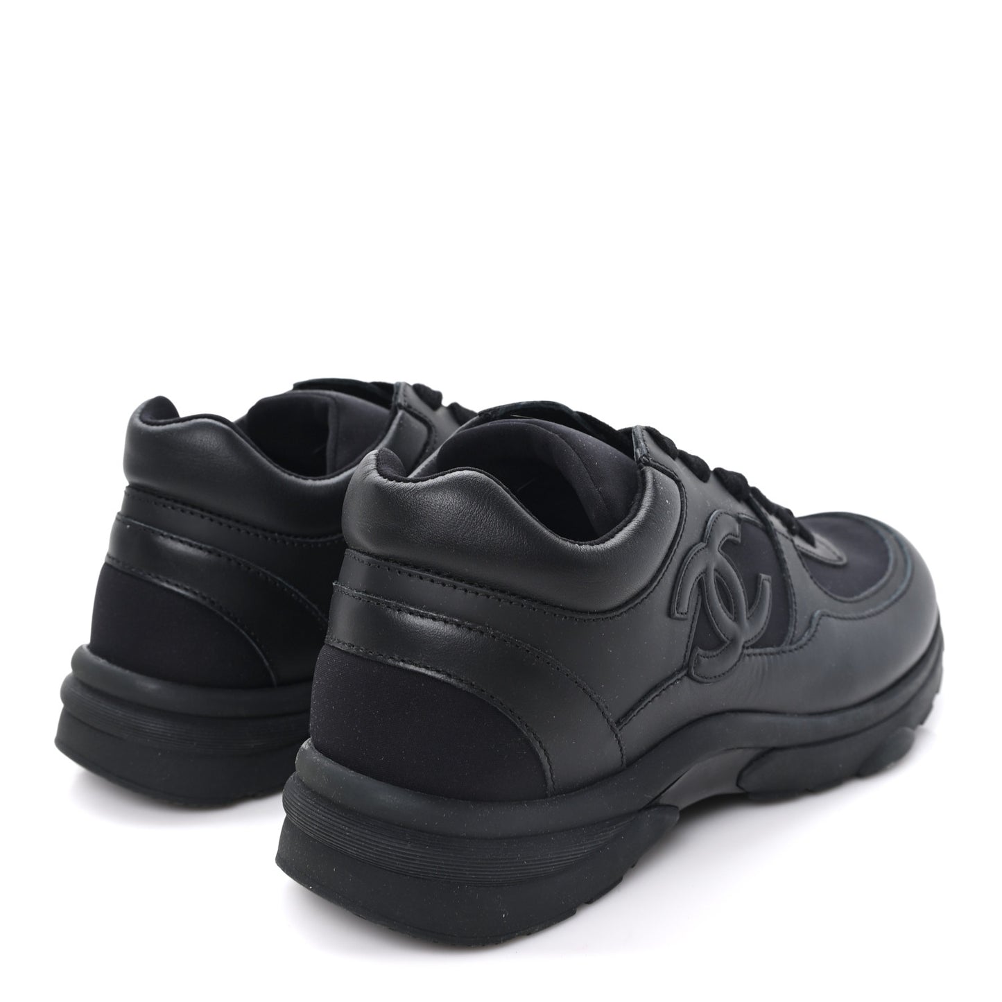 Lambskin Fabric CC Sneakers 39 Black