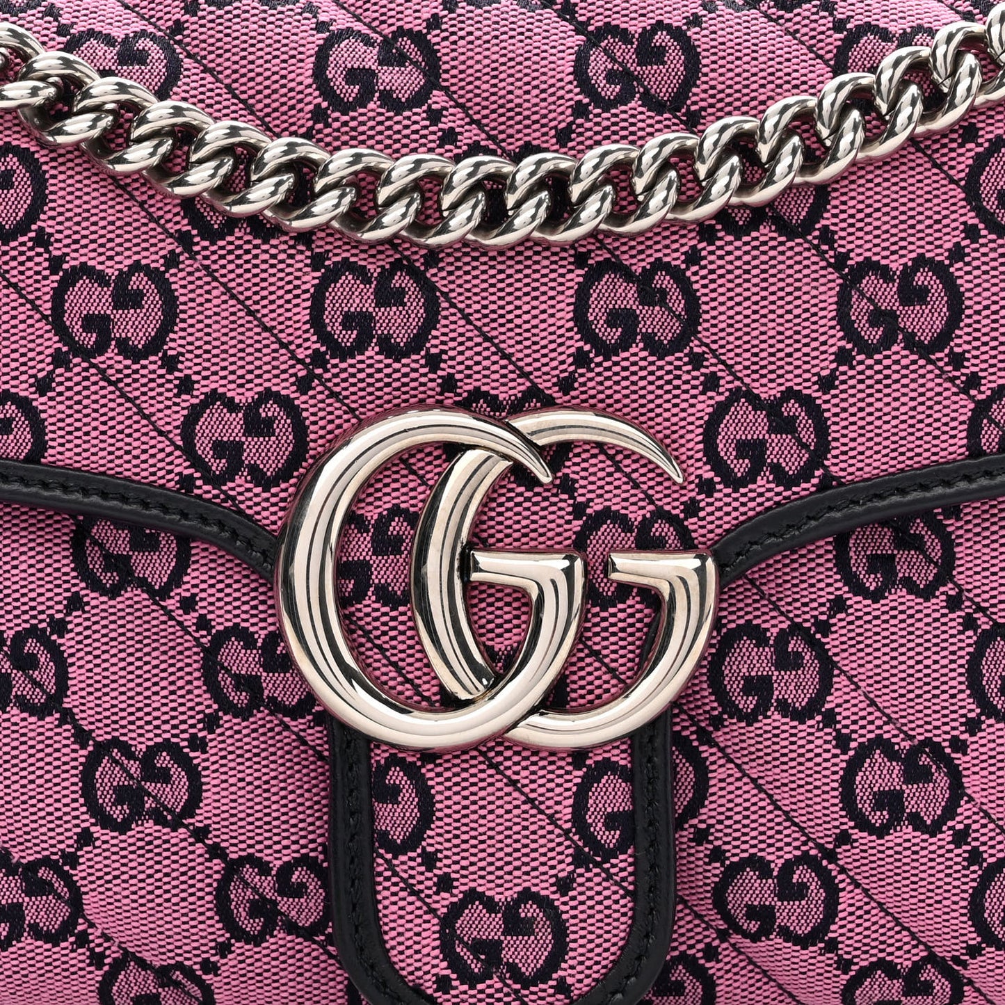 Monogram Multicolor Matelasse Diagonal Small GG Marmont Shoulder Bag Pink Blue