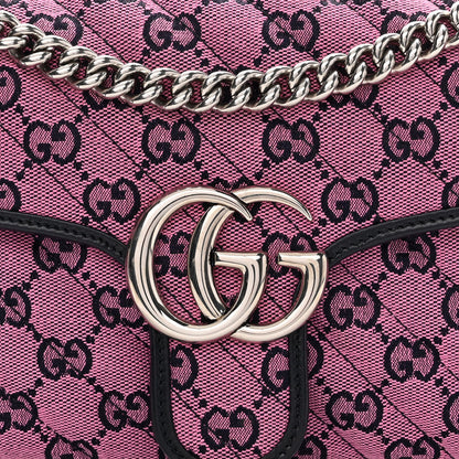 Gucci Monogram Multicolor Matelasse Diagonal Small GG Marmont Shoulder Bag Pink Blue 8 of 10