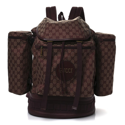 Gucci GG Monogram Script Logo Large Double Pocket Backpack Sahara Rubino Bordeaux 1 of 10