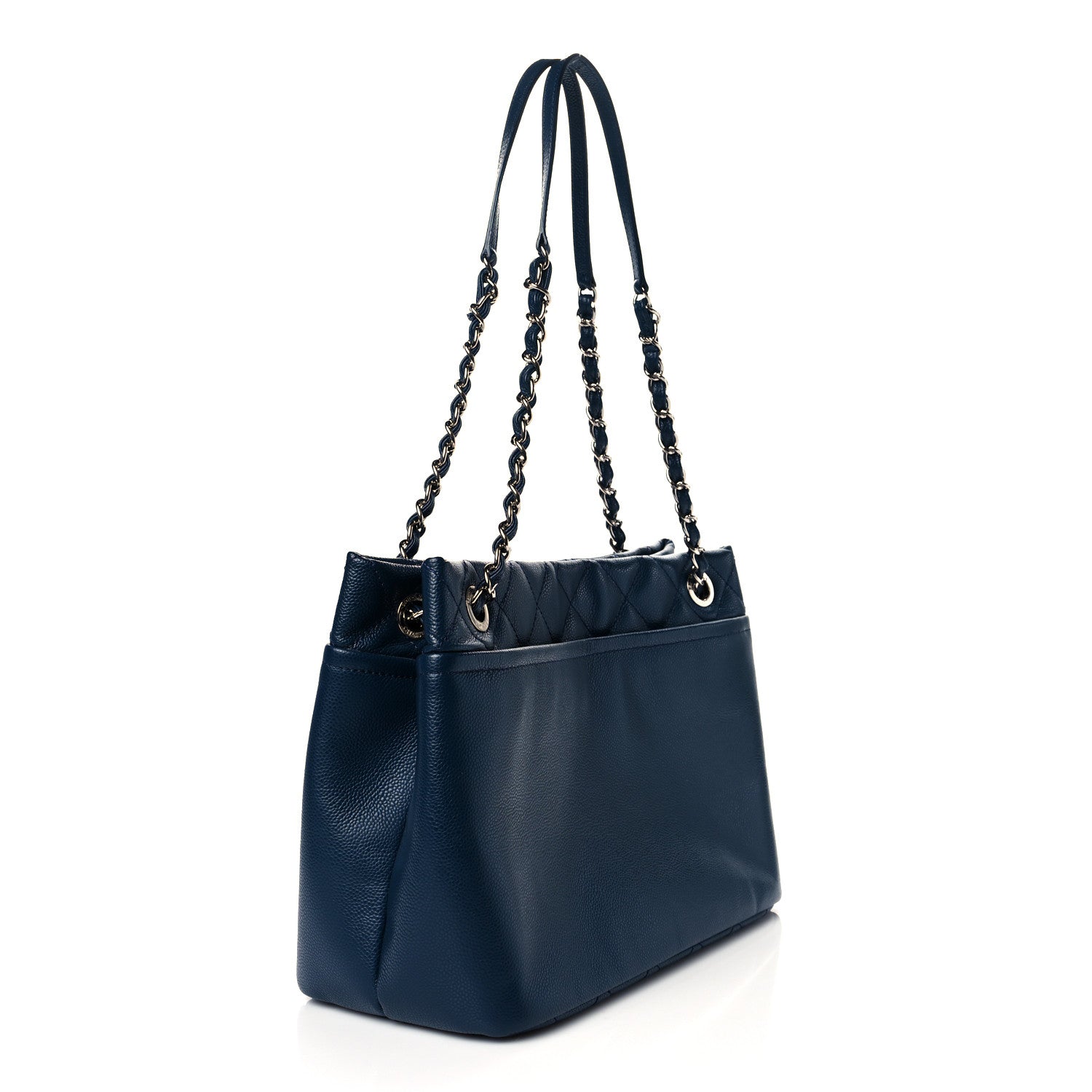 Chanel Caviar Quilted Timeless CC Soft Tote Navy Blue 2 of 9