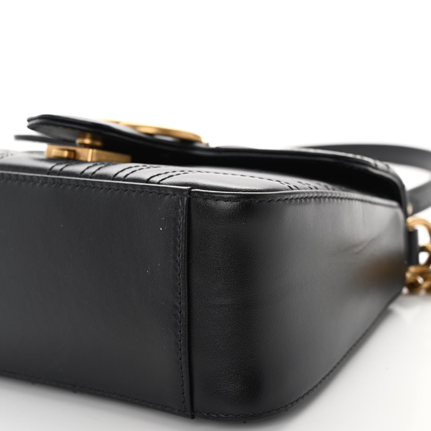 Gucci Calfskin Matelasse Mini GG Marmont Top Handle Shoulder Bag Black 10 of 10