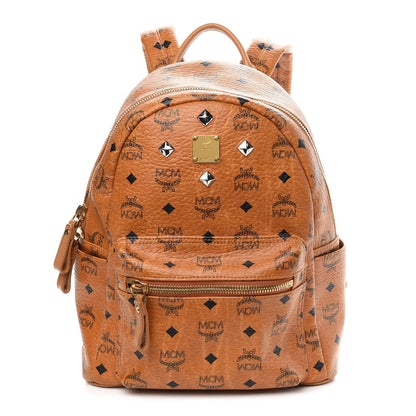 MCM Visetos Small Sprinkle Stud Stark Backpack Cognac 1 of 9