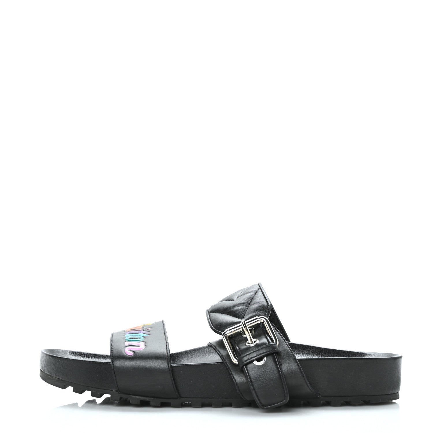 Louis Vuitton Calfskin New Wave Bom Dia Mule Sandals 40 Black 1 of 8