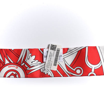 Hermes Silk Washington S Carriage Detail Twilly Rouge White Black 2 of 4