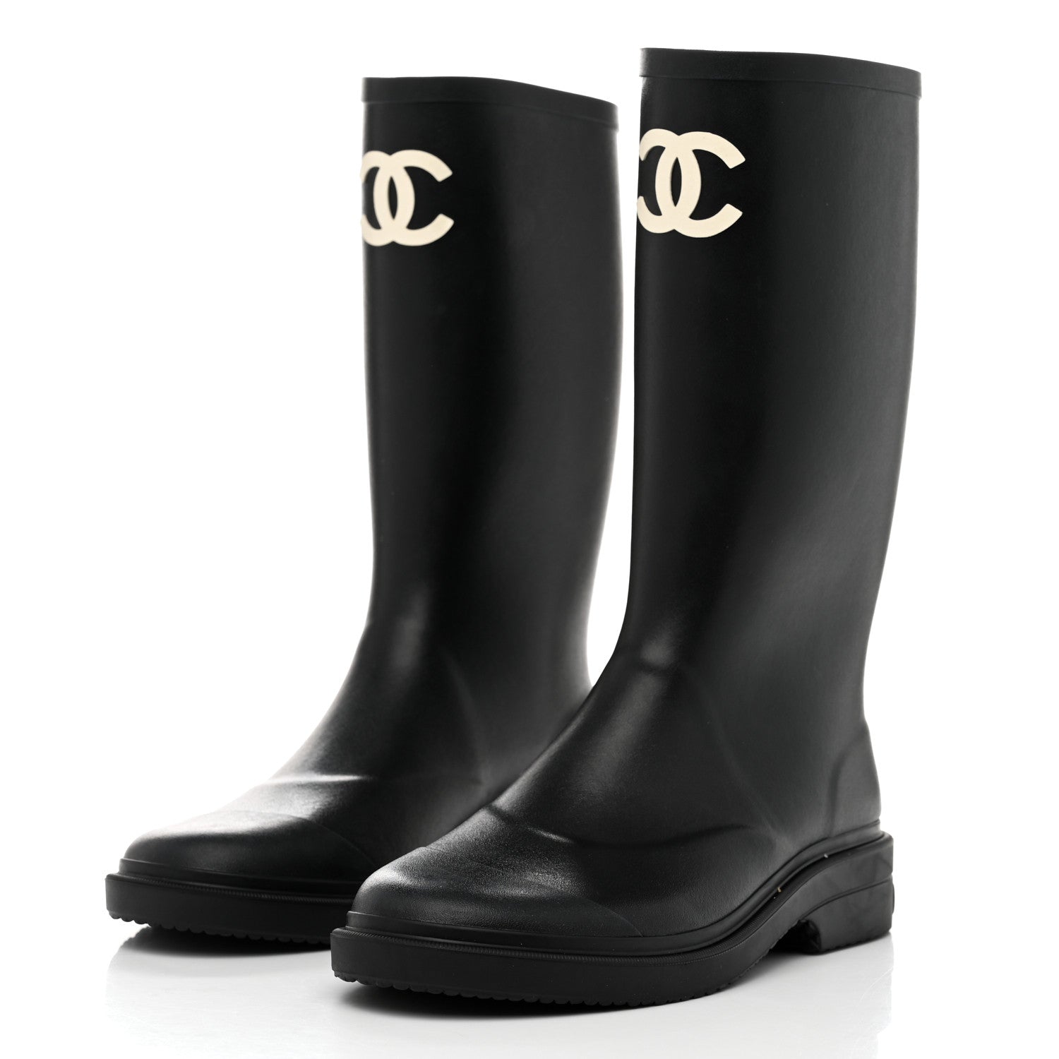 Chanel Caoutchouk CC High Boots 40 Black 3 of 8