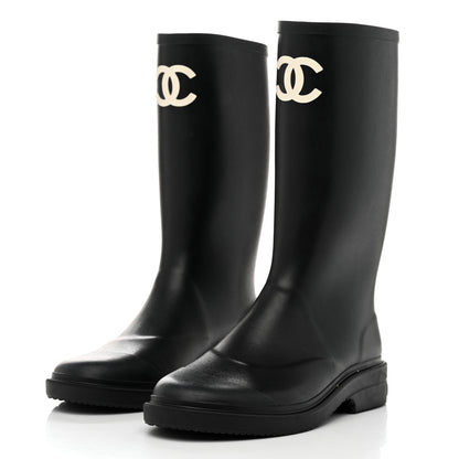 Chanel Caoutchouk CC High Boots 40 Black 3 of 8