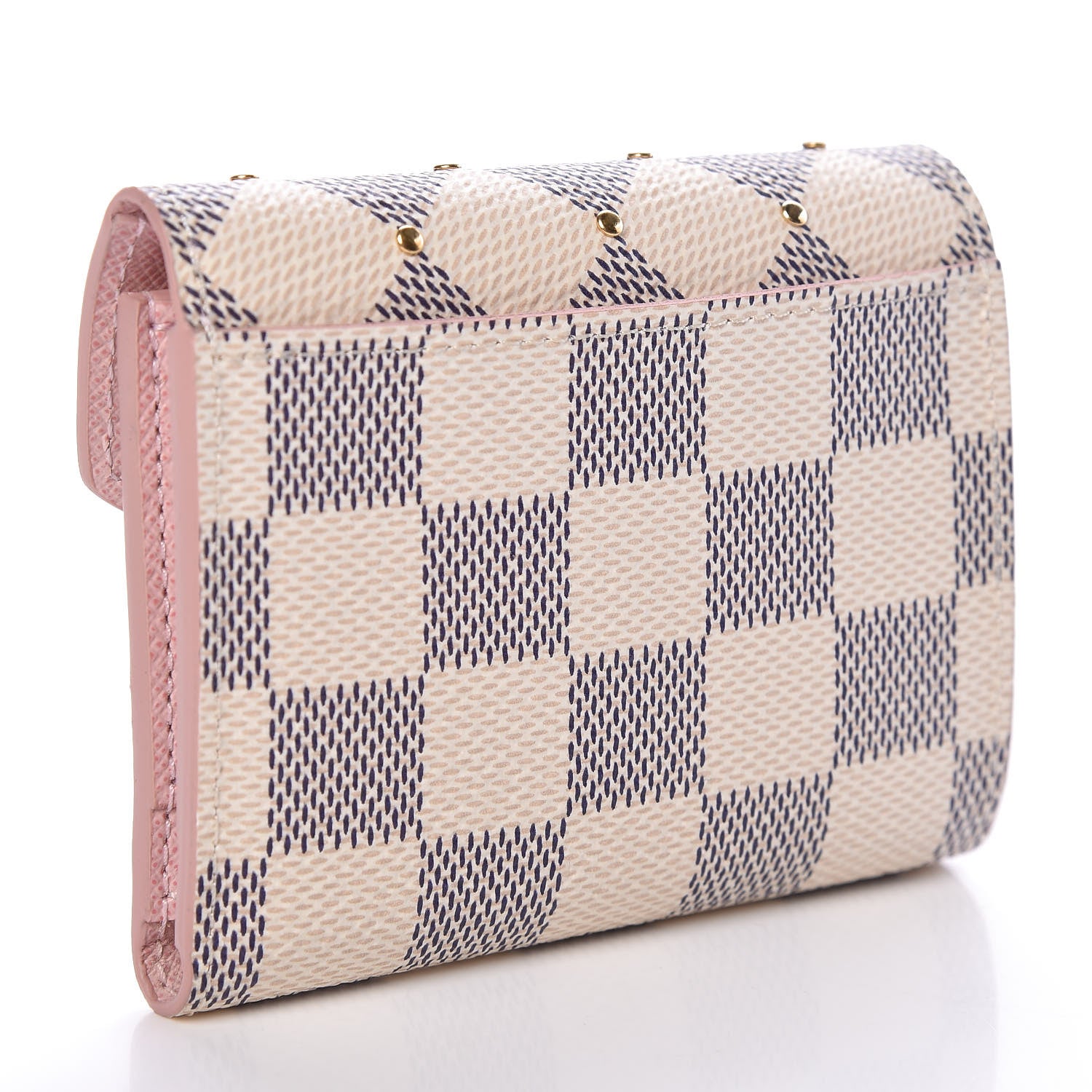Louis Vuitton Damier Azur Studded Zoe Wallet Rose Ballerine 3 of 7