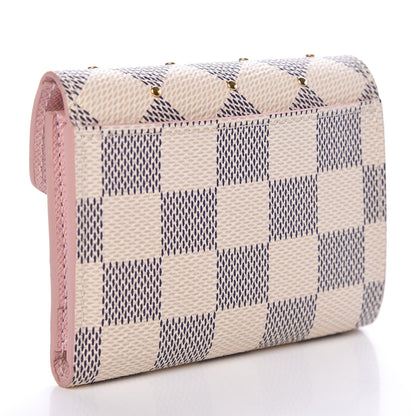 Louis Vuitton Damier Azur Studded Zoe Wallet Rose Ballerine 3 of 7