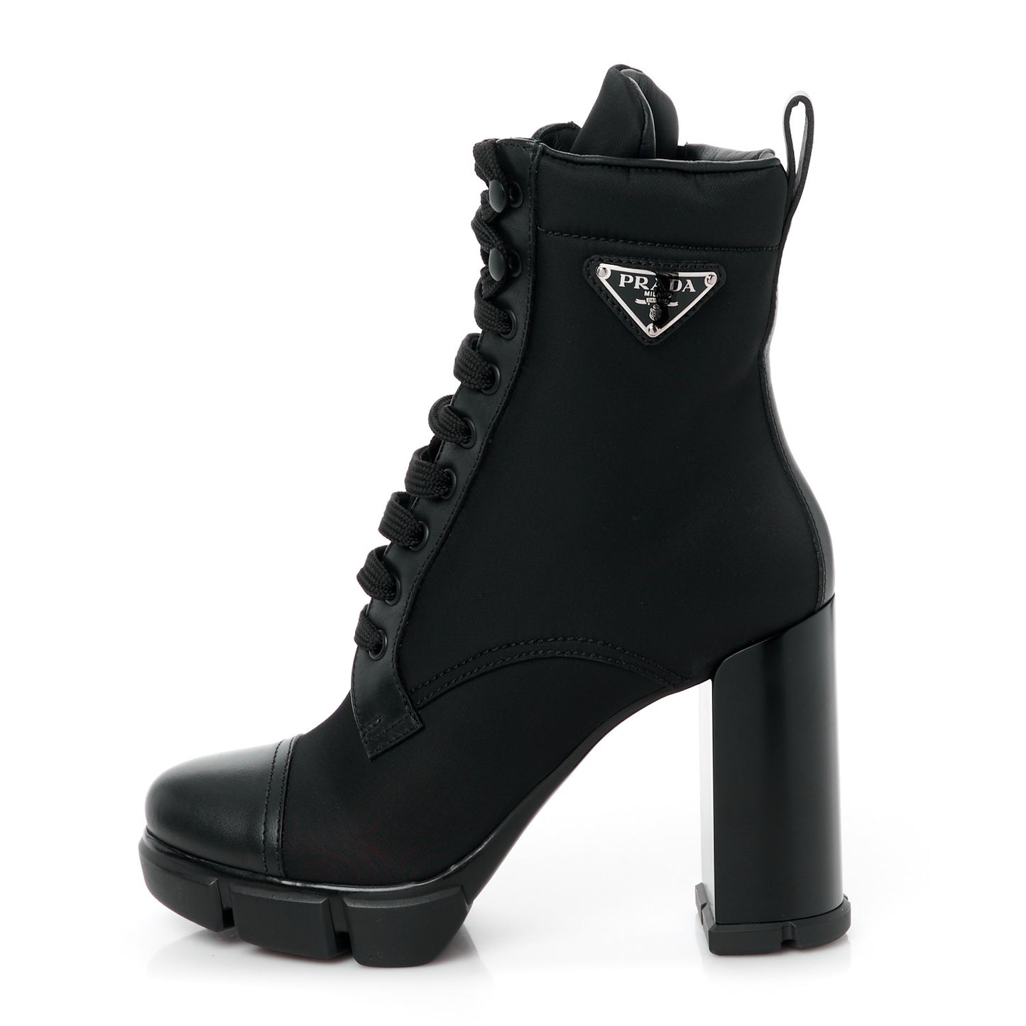 Spazzolato Re-Nylon Metal Triangle Logo 110mm Ankle Boots 37 Black