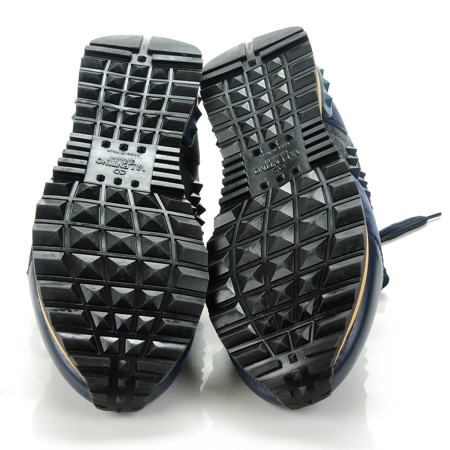Denim Calfskin Suede Rockstud Sneakers 37 Deep Denim