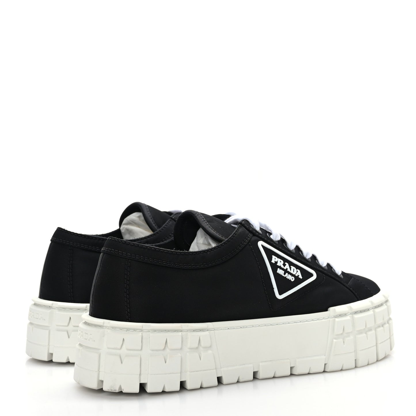 Re-Nylon Gabardine Triangle Logo Double Wheel 50mm Sneakers 39.5 Black