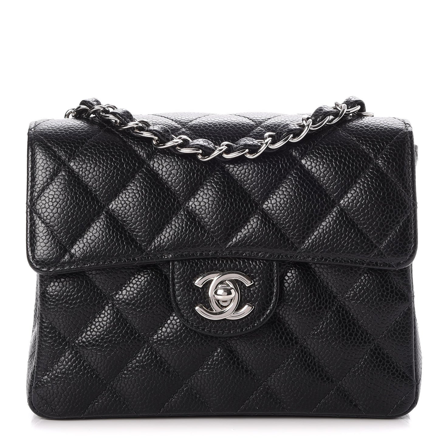 Caviar Quilted Mini Square Flap Black