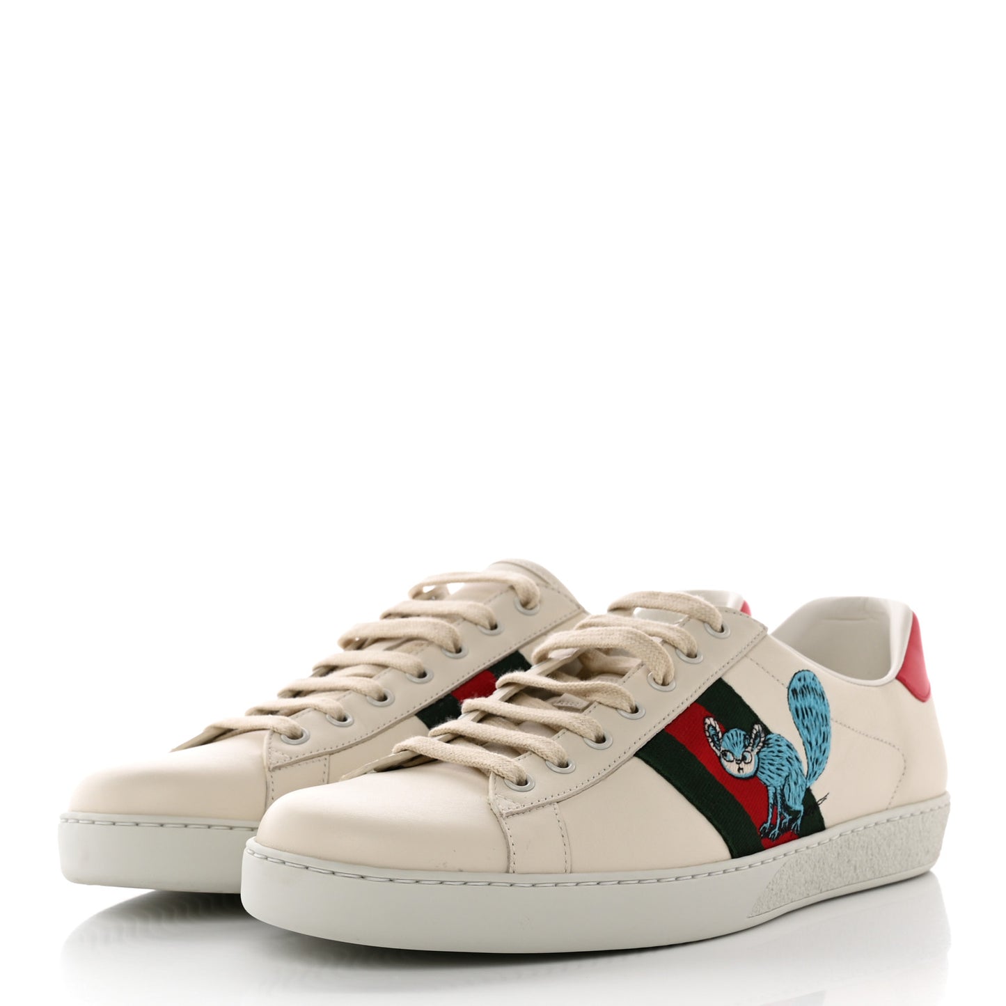 X FREYA HARTAS Calfskin Miro Soft Web Mythical Creature Embroidered Mens Ace Sneakers 11 New Mystic White