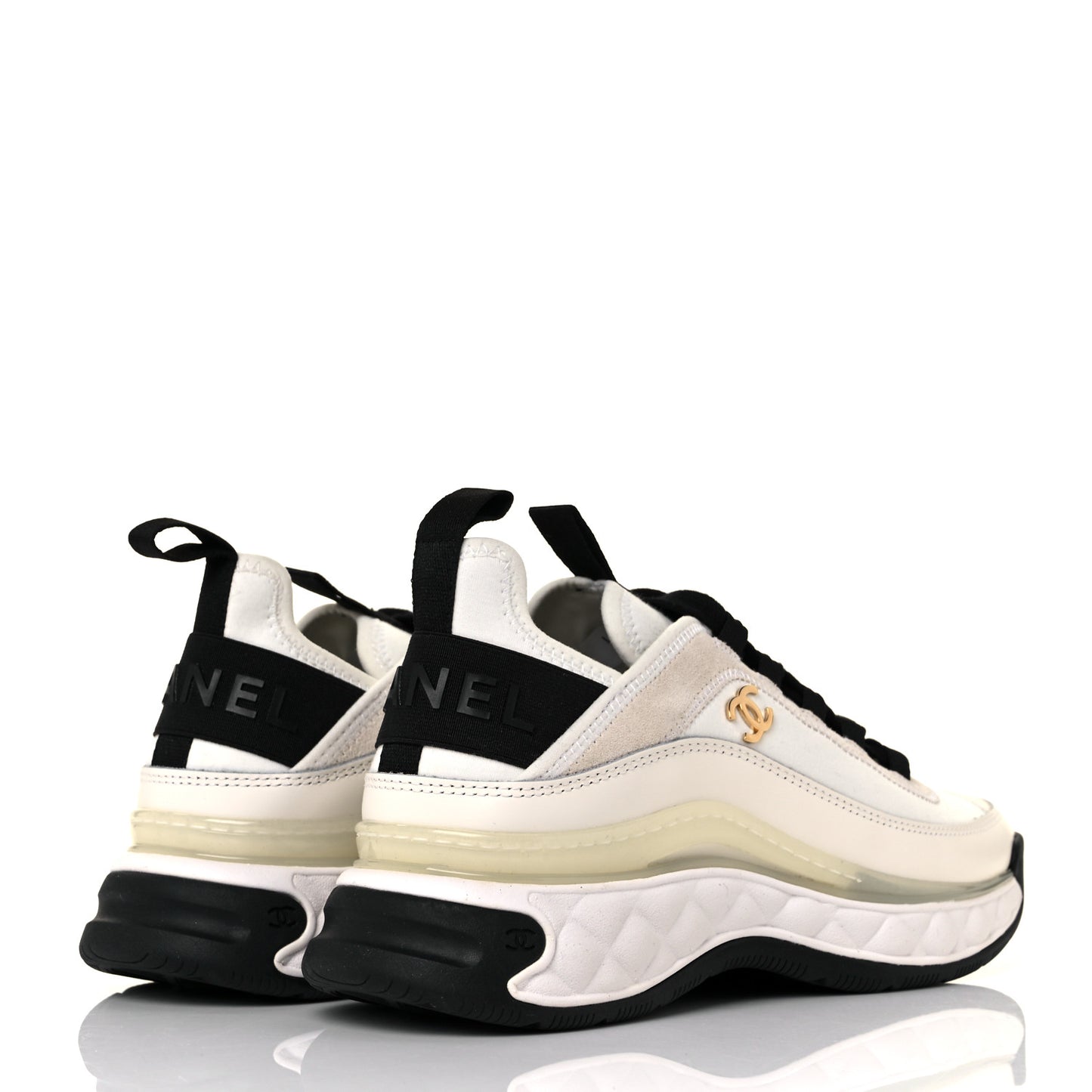 Velvet Calfskin Mixed Fibers CC Sneakers Ivory 36 Black