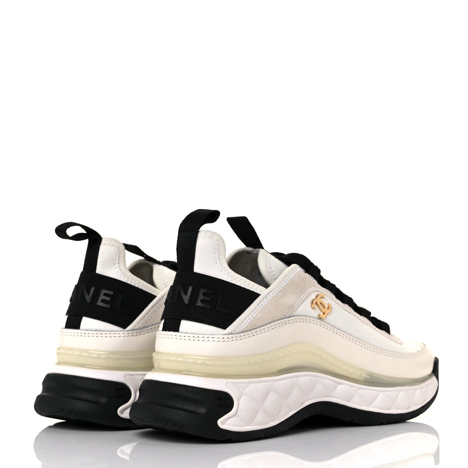 Chanel Velvet Calfskin Mixed Fibers CC Sneakers Ivory 36 Black 4 of 8