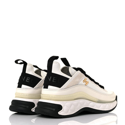 Chanel Velvet Calfskin Mixed Fibers CC Sneakers Ivory 36 Black 4 of 8
