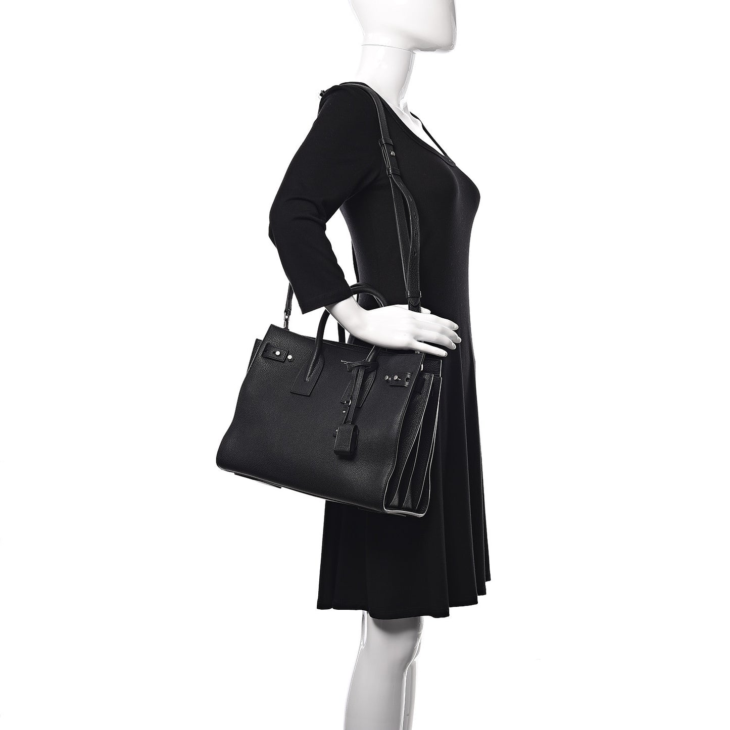 Grained Calfskin Small Supple Sac De Jour Black