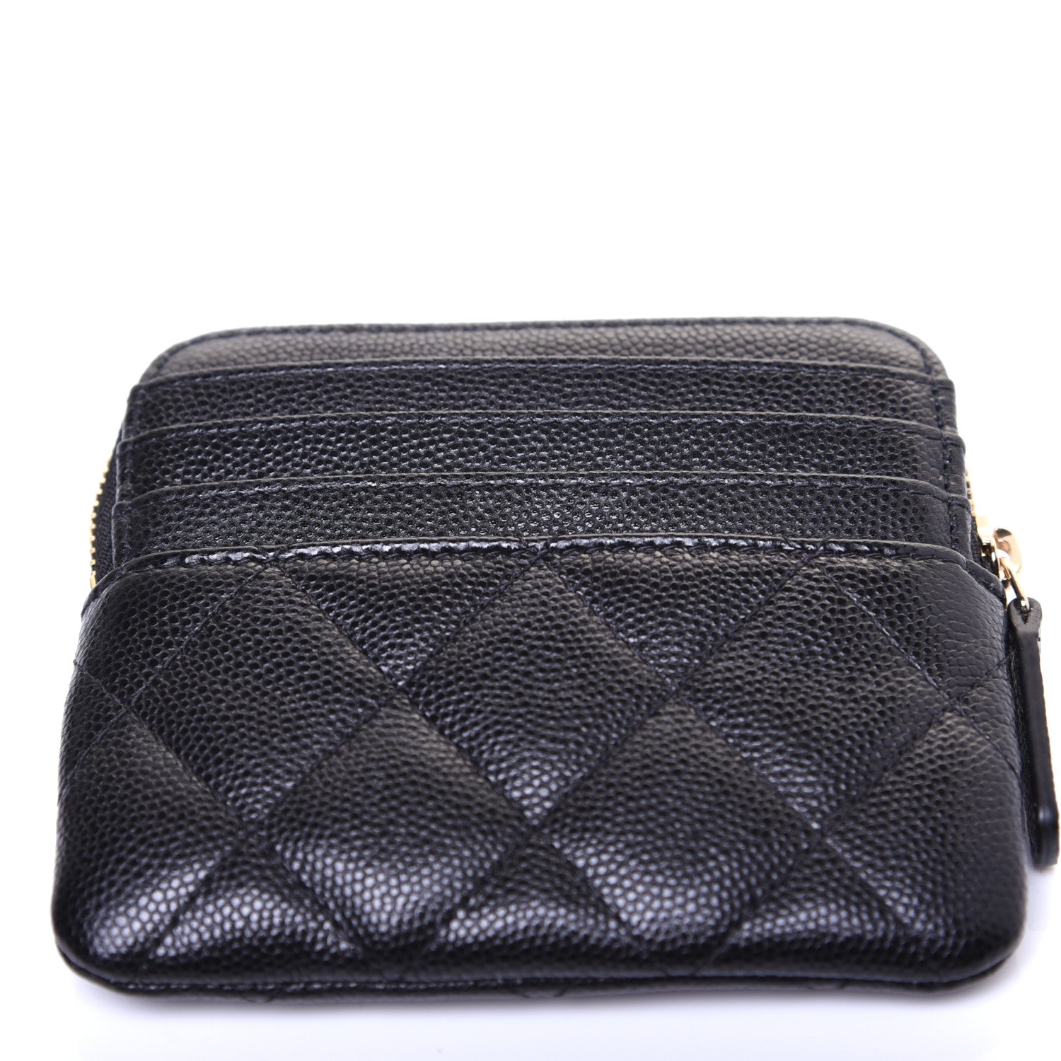 Chanel Caviar Quilted Zip Card Holder Wallet Black 10 of 11