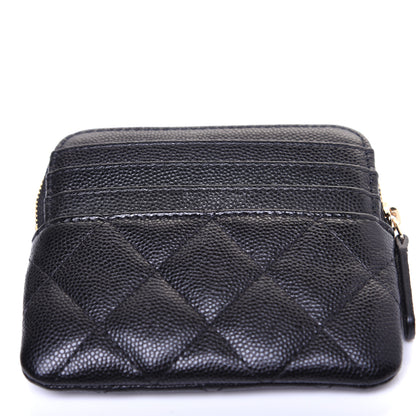 Chanel Caviar Quilted Zip Card Holder Wallet Black 10 of 11