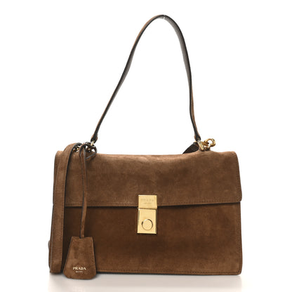 Prada Camoscio Medium Soft Sound Shoulder Bag Cacao 1 of 9