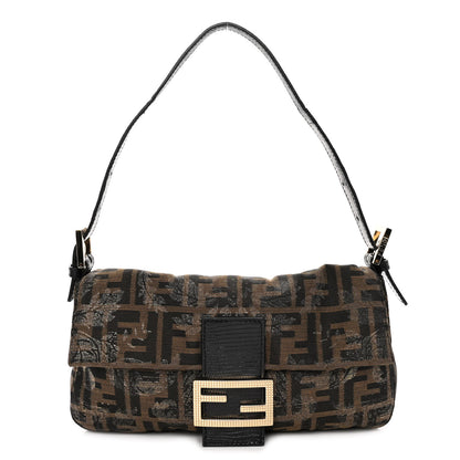 Fendi Zucca Lizard Floral Print Baguette Tobacco 1 of 8