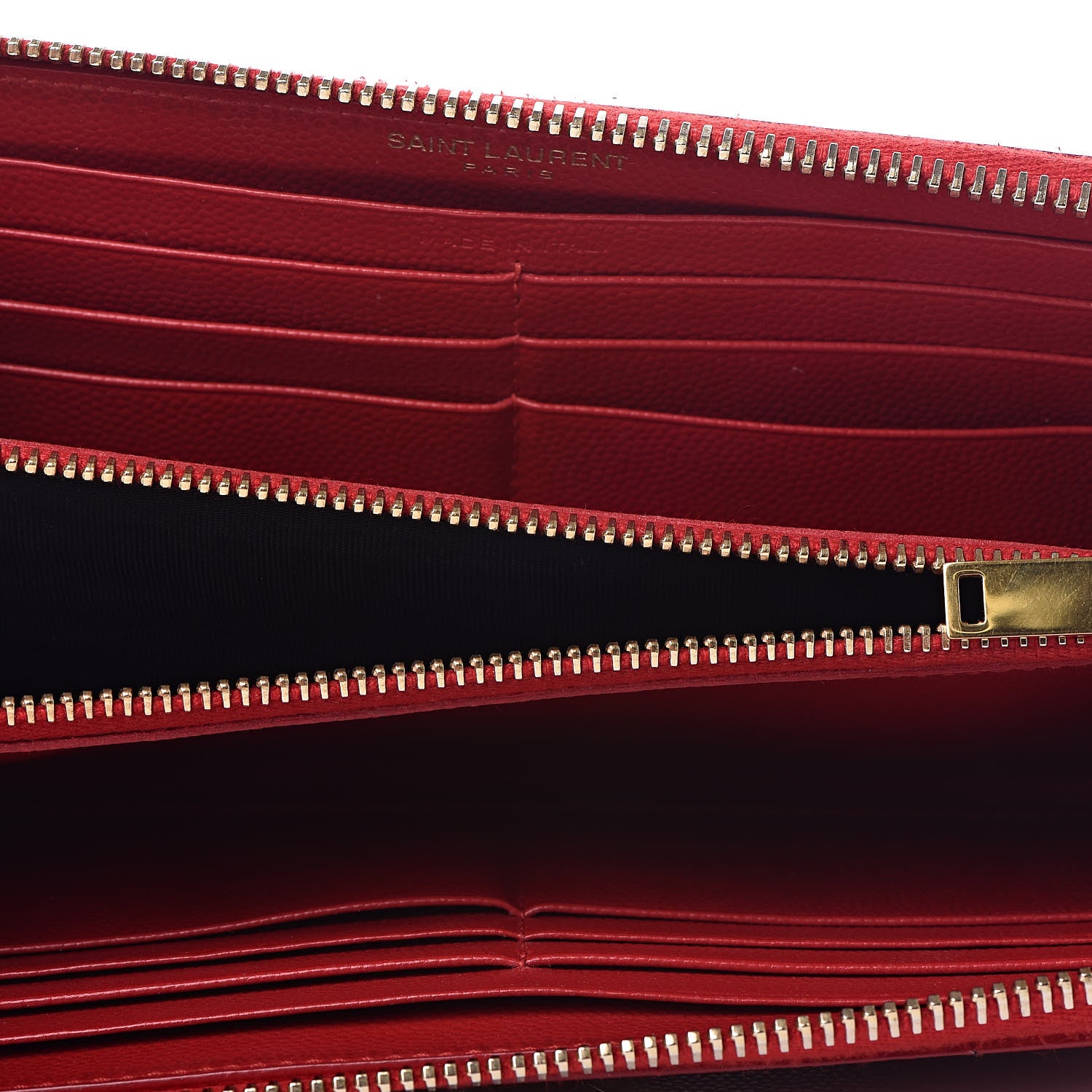 Saint Laurent Grain De Poudre Monogram Zip Around Wallet New Red 5 of 14